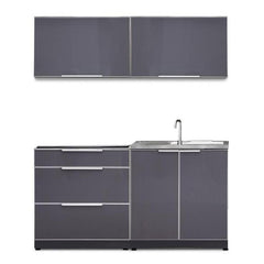 Newage Products Outdoor Kitchen Cabinets Slate Gray Aluminum 5-Piece Set With 3-Drawer Cabinet And 32" Countertop