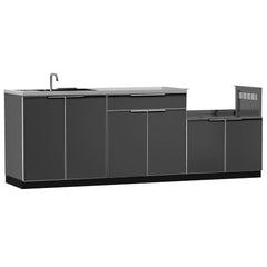 Newage Outdoor Kitchen Cabinets Slate Gray Aluminum 4-Piece Set With 40" Insert Grill Cabinet And 32" Countertop