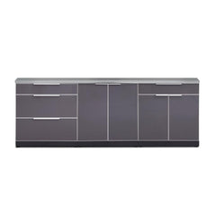 Newage Outdoor Kitchen Cabinets Slate Gray Aluminum 4-Piece Set With Bar Cabinet And 96" Countertop