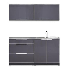 Newage Products Outdoor Kitchen Cabinets Slate Gray Aluminum 5-Piece Set With 3-Drawer Cabinet And 32" Countertop