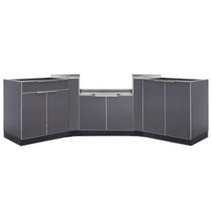 Newage Products Outdoor Kitchen Cabinets Slate Gray Aluminum 7-Piece Set With (X2) 45° Corner Cabinet