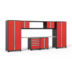 Newage Products Pro 3.0 Series 9-Piece Garage Cabinet Set With 56" Integrated Display Shelf