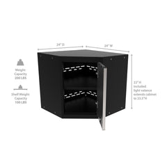 Newage Products Pro 3.0 Series Black 24" Corner Wall Cabinet