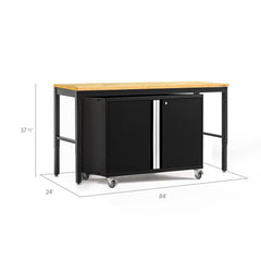 Newage Products Pro 3.0 Series Black 42" Base Cabinet And Workbench With Worktop