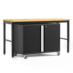 Newage Products Pro 3.0 Series Black 42" Base Cabinet And Workbench With Worktop