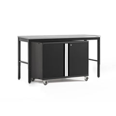 Newage Products Pro 3.0 Series Black 42" Base Cabinet And Workbench With Worktop