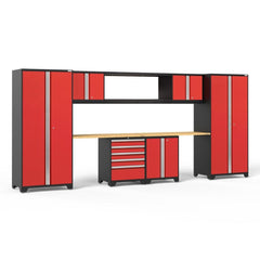 Newage Products Pro 3.0 Series 9-Piece Garage Cabinet Set With 56" Integrated Display Shelf