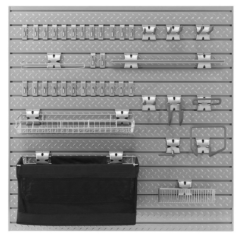 Newage Products Pro 3.0 Series 16 Sq. Ft. Steel Slatwall With 40-Pc Hook Kit