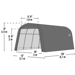 Shelterlogic Garage-In-A-Box Roundtop 12 x 20 Ft. In Grey