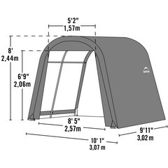 Shelterlogic Shed-In-A-Box Roundtop 10 x 10 x 8 Ft. In Grey