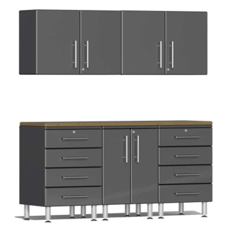 Ulti-MATE Garage 2.0 Series 6-Piece Workstation Garage Storage System With 2X Extra-Wide Garage Wall Cabinets (Free Led Lights)