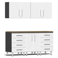 Ulti-MATE Garage 2.0 Series 6-Piece Workstation Garage Storage System With 2X Extra-Wide Garage Wall Cabinets (Free Led Lights)