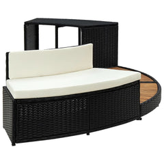 vidaXL Spa Surround Black Poly Rattan and Acacia Wood 310092