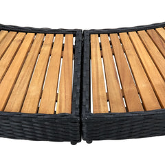 vidaXL Spa Surround Black Poly Rattan and Acacia Wood 310092