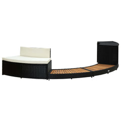 vidaXL Spa Surround Black Poly Rattan and Acacia Wood 310092