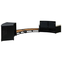 vidaXL Spa Surround Black Poly Rattan and Acacia Wood 310092