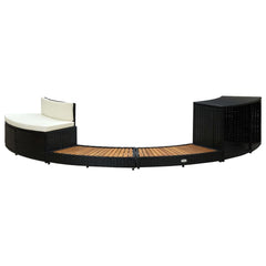 vidaXL Spa Surround Black Poly Rattan and Acacia Wood 310092