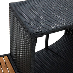 vidaXL Spa Surround Black Poly Rattan and Acacia Wood 310092