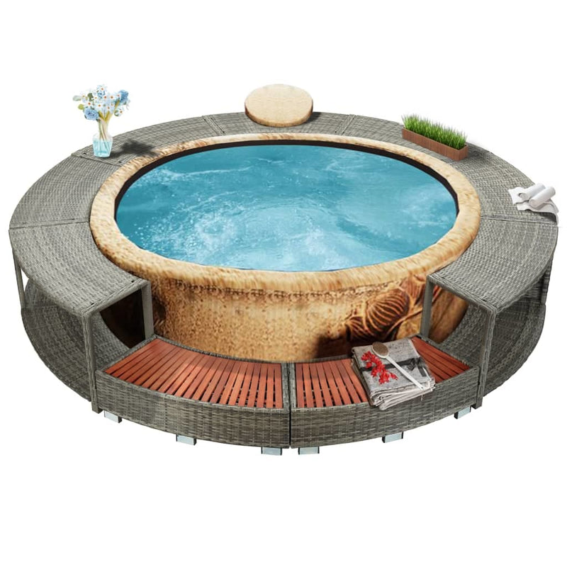 vidaXL Spa Surround Gray Poly Rattan 46459