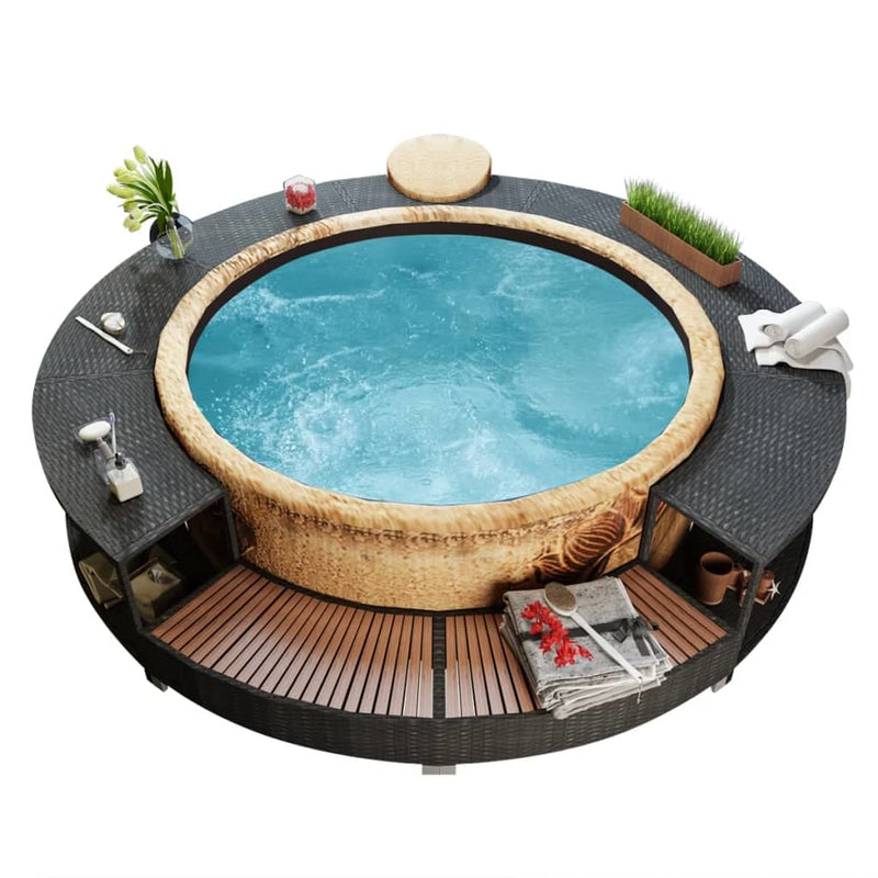 vidaXL Spa Surround Poly Rattan Black 41454