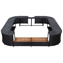 vidaXL Square Spa Surround Black 105.5"x105.5"x21.7" Poly Rattan 310063