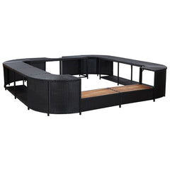 vidaXL Square Spa Surround Black 105.5"x105.5"x21.7" Poly Rattan 310063