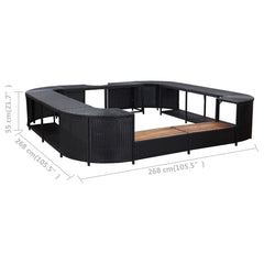 vidaXL Square Spa Surround Black 105.5"x105.5"x21.7" Poly Rattan 310063