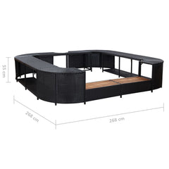 vidaXL Square Spa Surround Black 105.5"x105.5"x21.7" Poly Rattan 46073