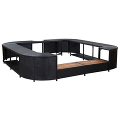 vidaXL Square Spa Surround Black 105.5"x105.5"x21.7" Poly Rattan 46073