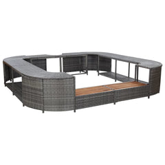 vidaXL Square Spa Surround Gray 105.5"x105.5" x 21.7" Poly Rattan 46074