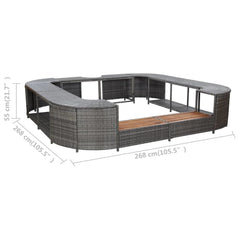 vidaXL Square Spa Surround Gray 105.5"x105.5"x21.7" Poly Rattan 310064